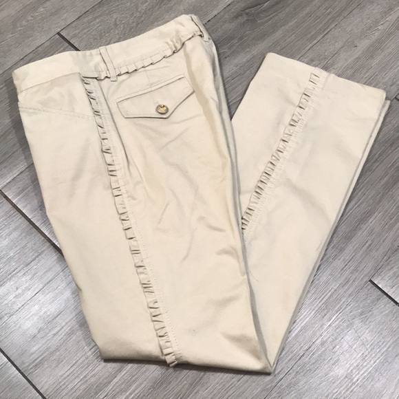 Dolce & Gabbana Khaki 100% Cotton Ruffle Side Flap Pocket Pants size 4 - Picture 1 of 11